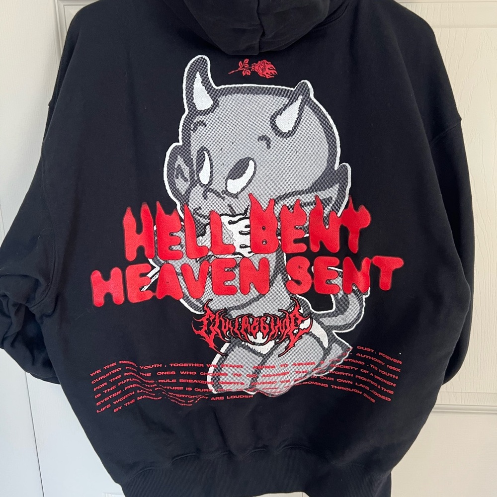 Civil Regime Black Hoodie with Red and Gray Graphic